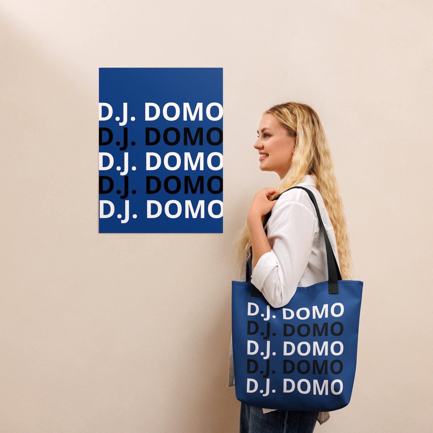 D.J. Domo "Classic" Tote Bag Blue/Black/White