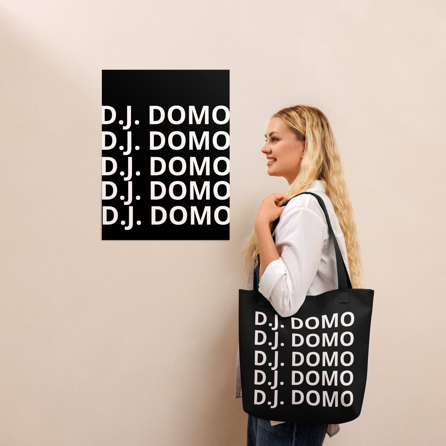 D.J. Domo "Classic" Tote Bag Black/White