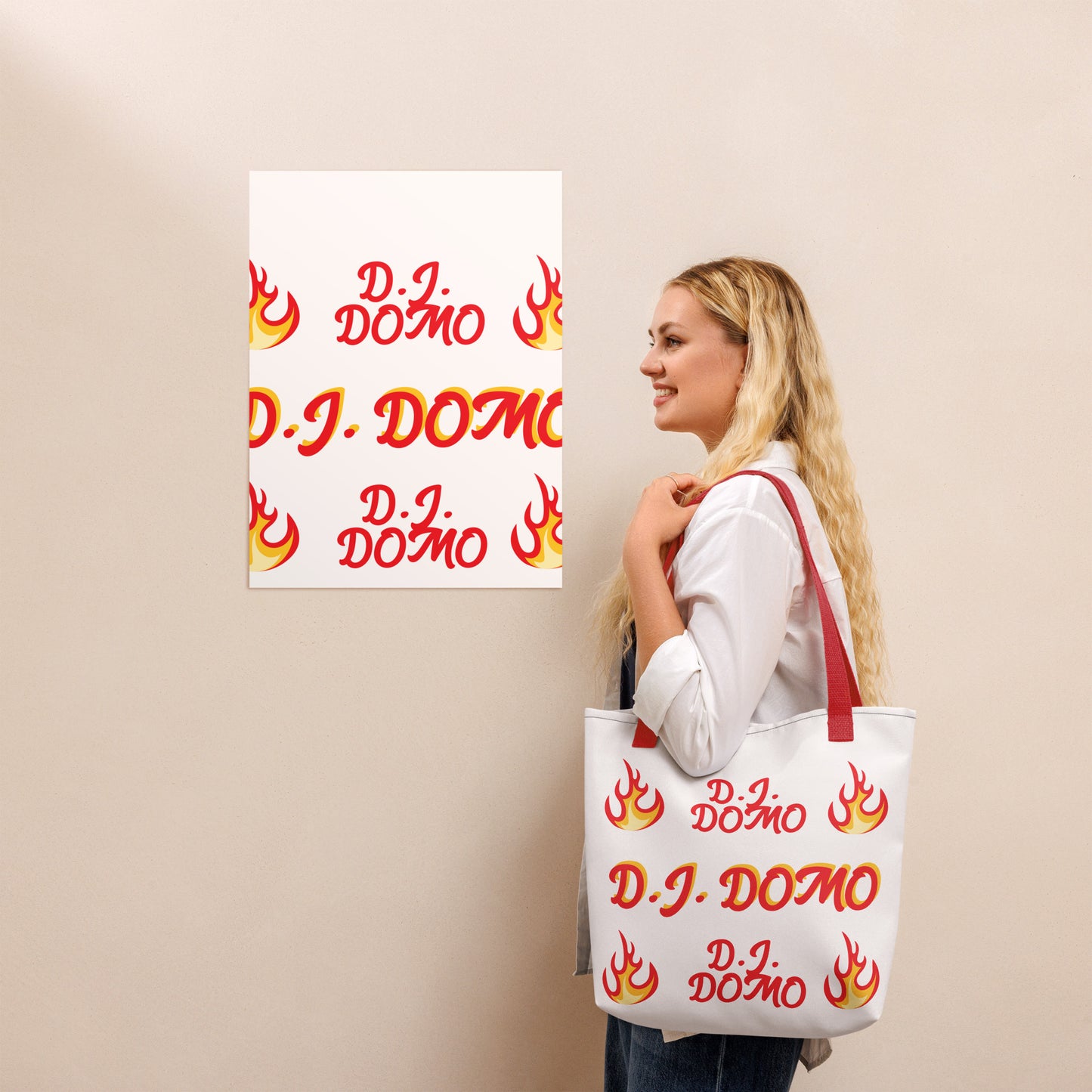 D.J. Domo "Hot Fire Bag 2" Tote Bag Gold or Red Straps