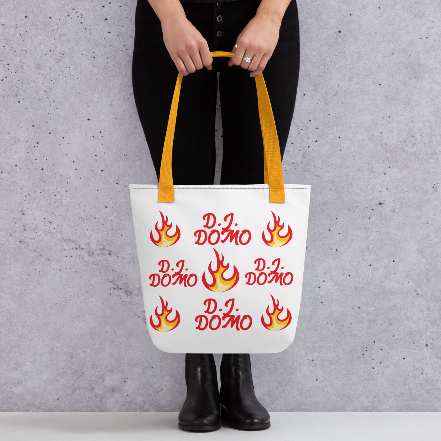 D.J. Domo "Hot Fire" Tote Bag Gold or Red Straps