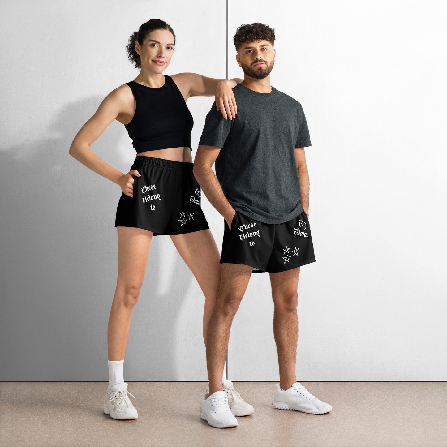 D.J. Domo "These Belong To" Unisex Athletic Shorts Black/White