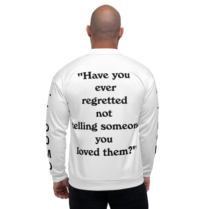 D.J. Domo "Regretted" Unisex Bomber Jacket White/Black