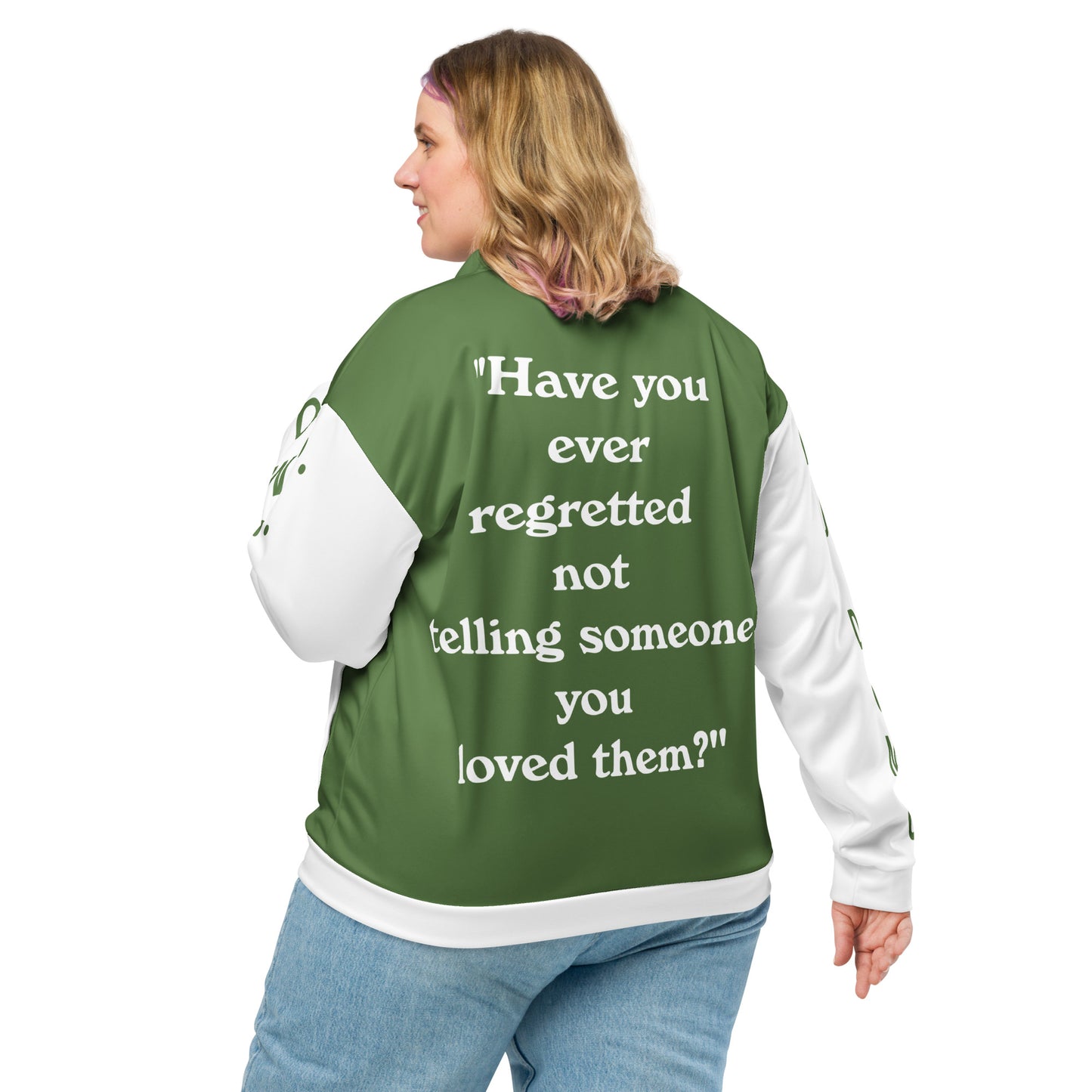 D.J. Domo "Regretted" Unisex Bomber Jacket Light Green/White