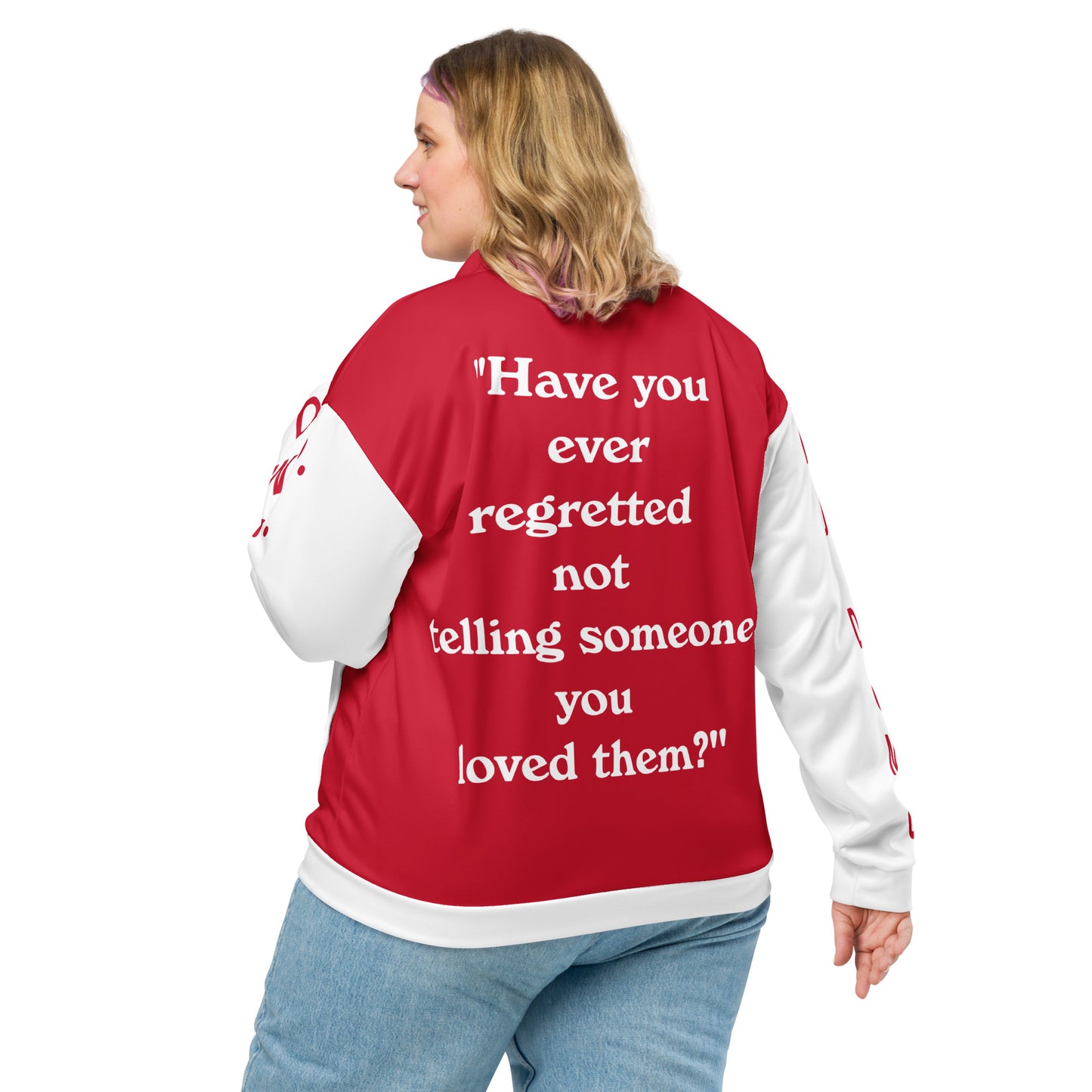 D.J. Domo "Regretted" Unisex Bomber Jacket Red/White