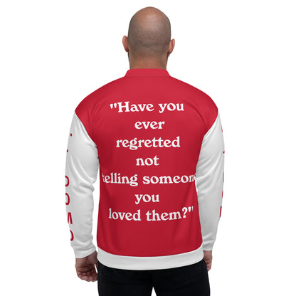 D.J. Domo "Regretted" Unisex Bomber Jacket Red/White