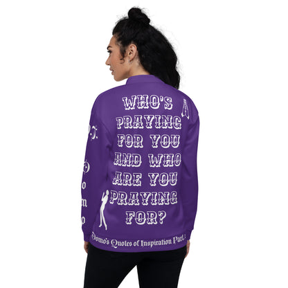 D.J. Domo "PRAYER" Unisex Bomber Jacket Purple/White