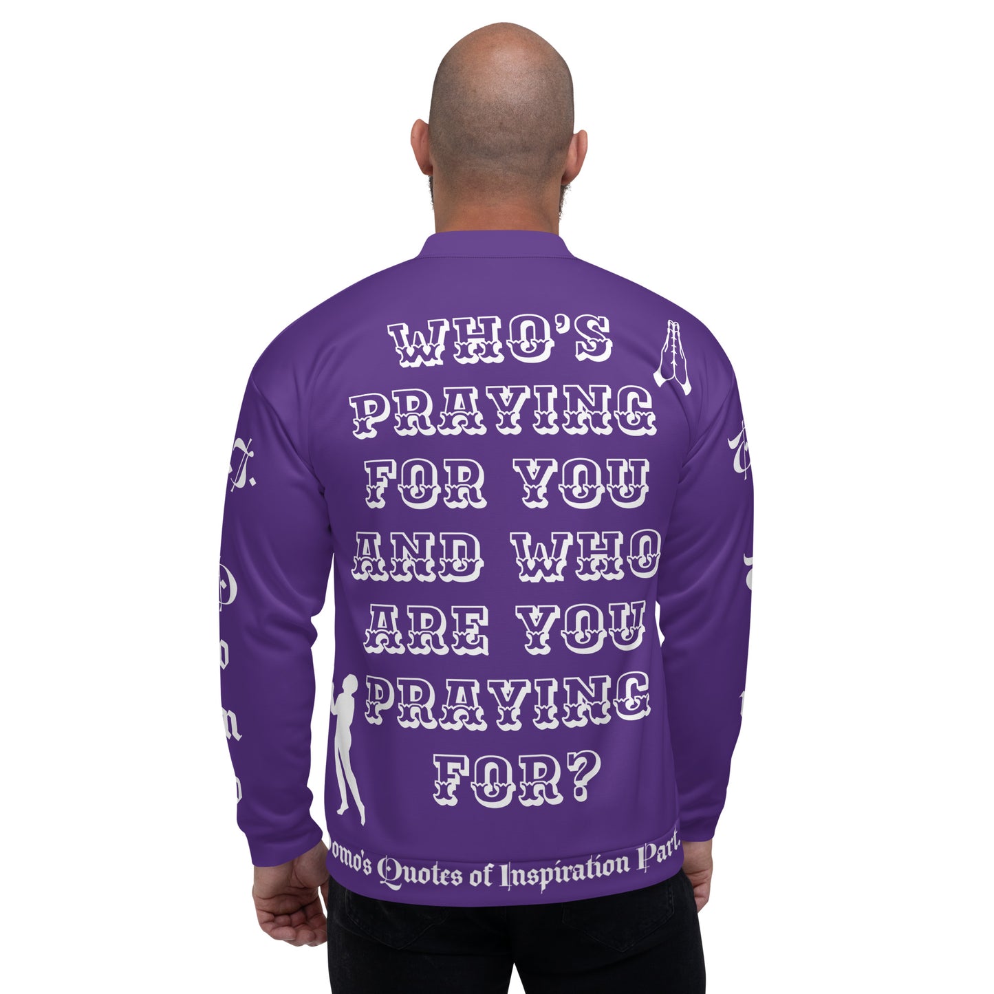 D.J. Domo "PRAYER" Unisex Bomber Jacket Purple/White