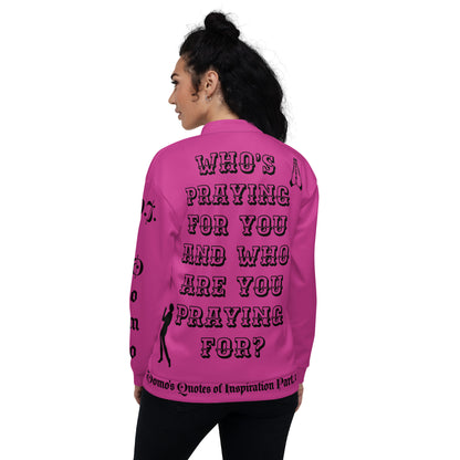 D.J. Domo "PRAYER" Unisex Bomber Jacket Pink/Black