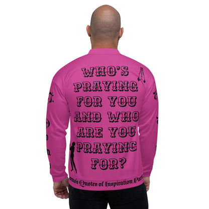 D.J. Domo "PRAYER" Unisex Bomber Jacket Pink/Black