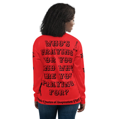 D.J. Domo "PRAYER" Unisex Bomber Jacket Red/Black