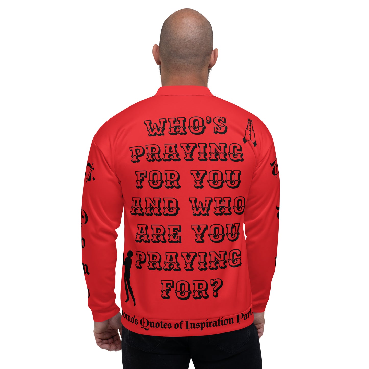 D.J. Domo "PRAYER" Unisex Bomber Jacket Red/Black