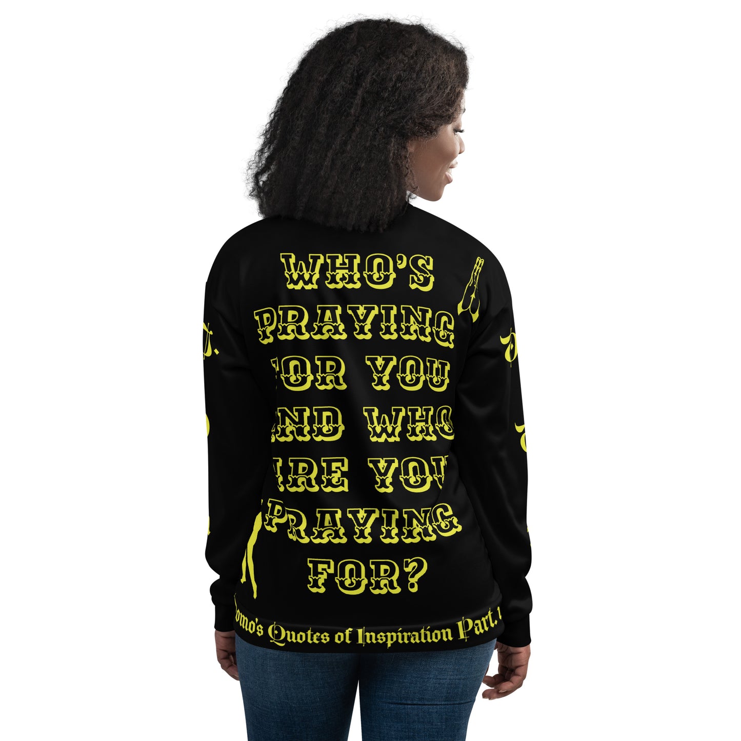 D.J. Domo "PRAYER" Unisex Bomber Jacket Black/Gold