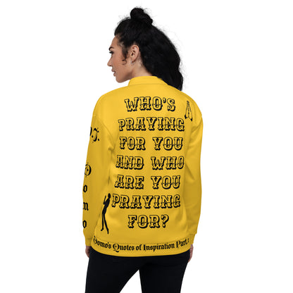 D.J. Domo "PRAYER" Unisex Bomber Jacket Gold/Black