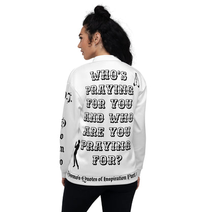 D.J. Domo "PRAYER" Unisex Bomber Jacket White/Black