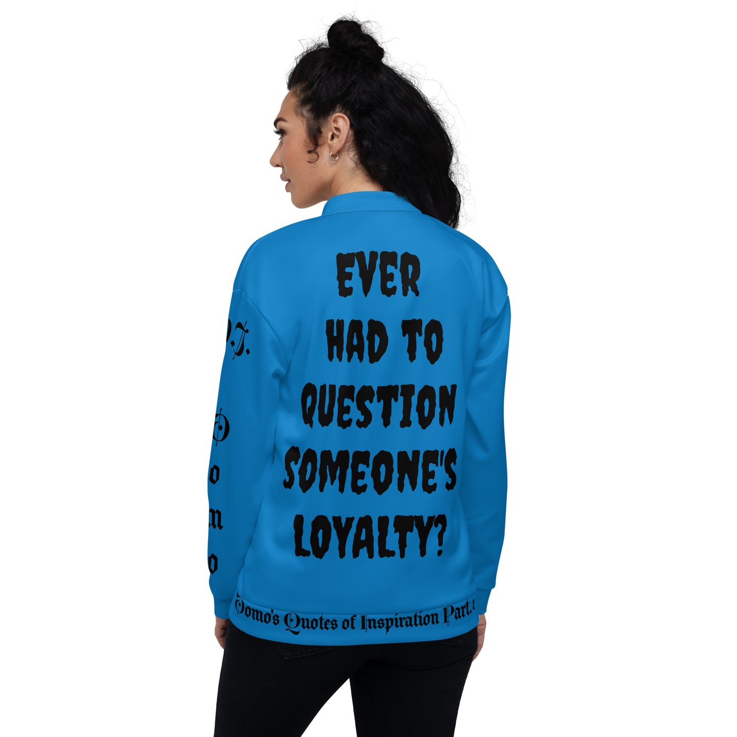 D.J. Domo "LOYAL" Unisex Bomber Jacket Light Blue/Black