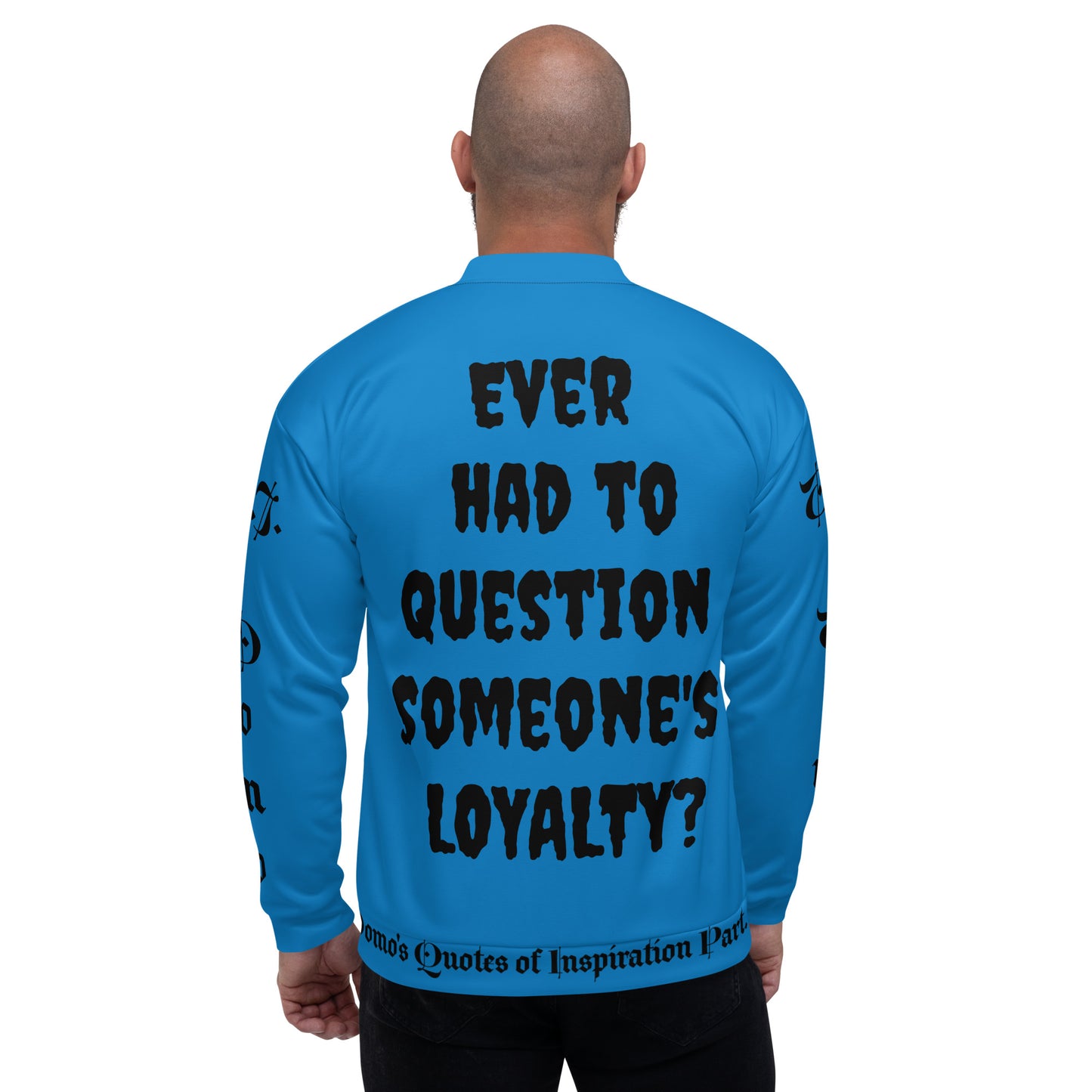 D.J. Domo "LOYAL" Unisex Bomber Jacket Light Blue/Black