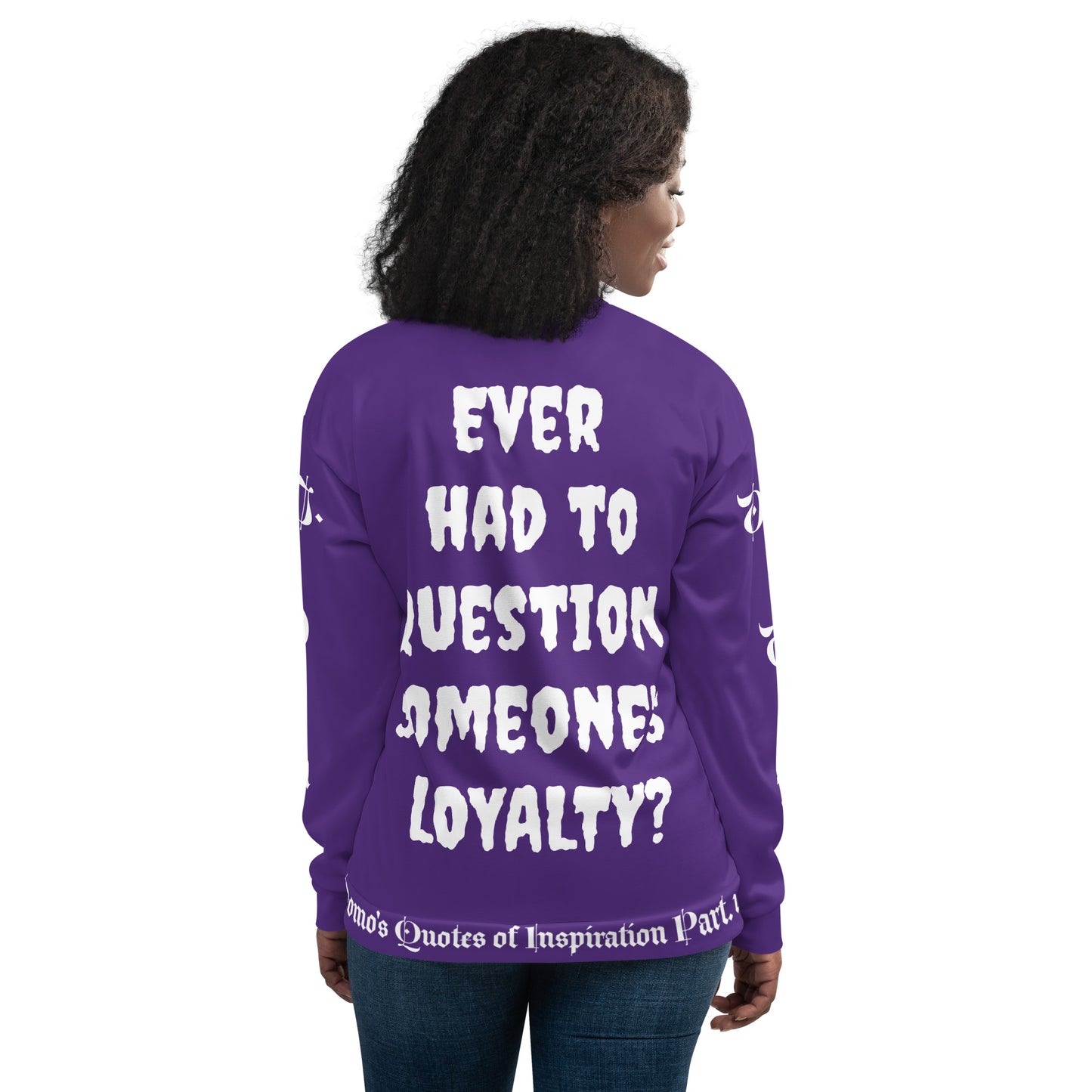 D.J. Domo "LOYAL" Unisex Bomber Jacket Purple/White