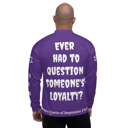 D.J. Domo "LOYAL" Unisex Bomber Jacket Purple/White