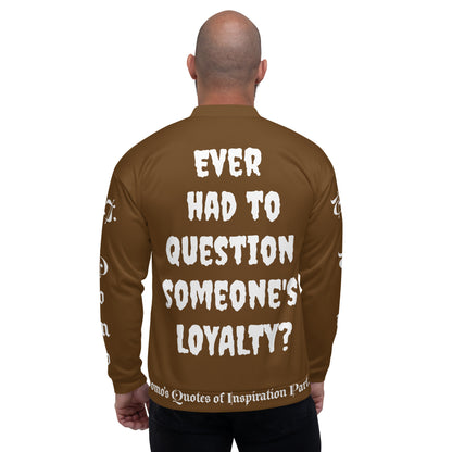 D.J. Domo "LOYAL" Unisex Bomber Jacket Brown/White