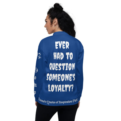 D.J. Domo "LOYAL" Unisex Bomber Jacket Dark Blue/White