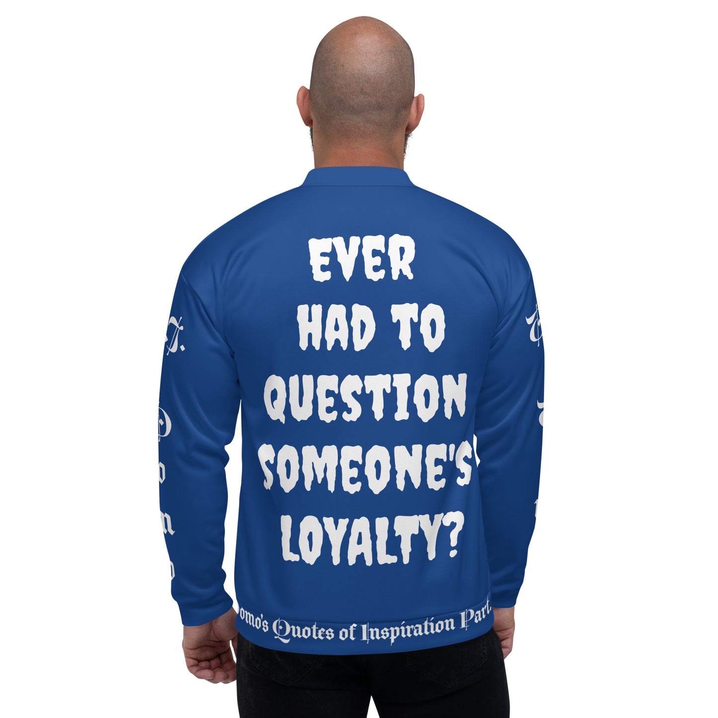 D.J. Domo "LOYAL" Unisex Bomber Jacket Dark Blue/White