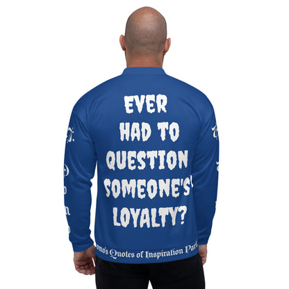 D.J. Domo "LOYAL" Unisex Bomber Jacket Dark Blue/White