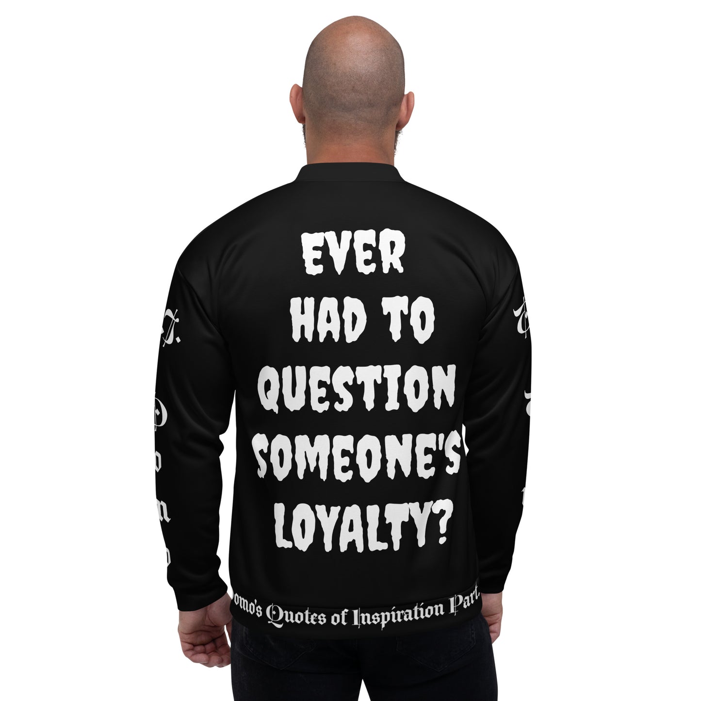 D.J. Domo "LOYAL" Unisex Bomber Jacket Black/White