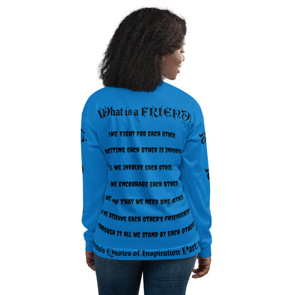 D.J. Domo "What is a Friend?" Unisex Bomber Jacket Light Blue/Black