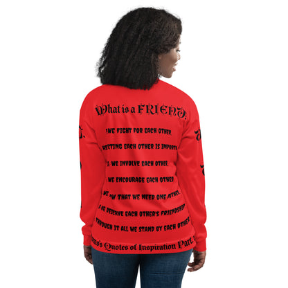 D.J. Domo "What is a Friend?" Unisex Bomber Jacket Red/Black