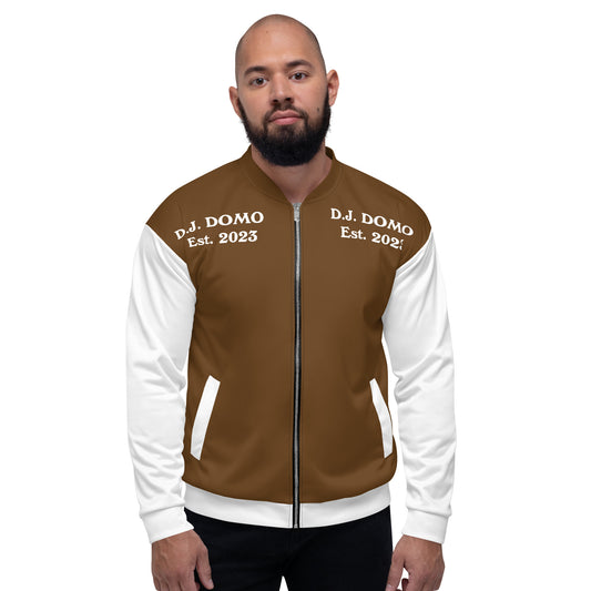 D.J. Domo "Regretted" Unisex Bomber Jacket Brown/White