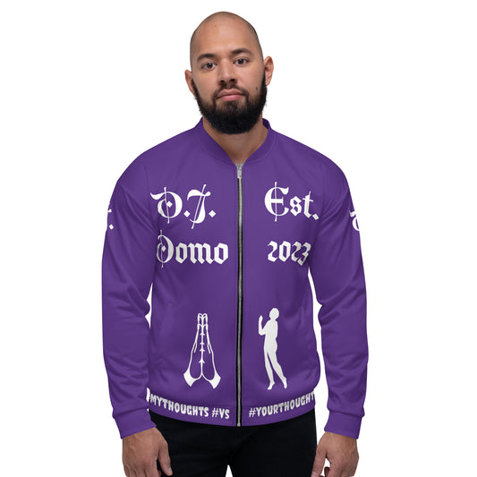 D.J. Domo "PRAYER" Unisex Bomber Jacket Purple/White