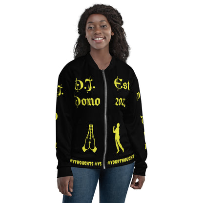 D.J. Domo "PRAYER" Unisex Bomber Jacket Black/Gold