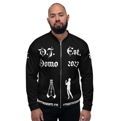 D.J. Domo "PRAYER" Unisex Bomber Jacket Black/White Jacket