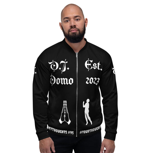 D.J. Domo "PRAYER" Unisex Bomber Jacket Black/White Jacket