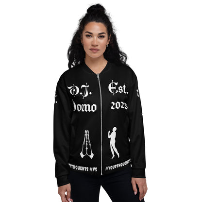 D.J. Domo "PRAYER" Unisex Bomber Jacket Black/White Jacket