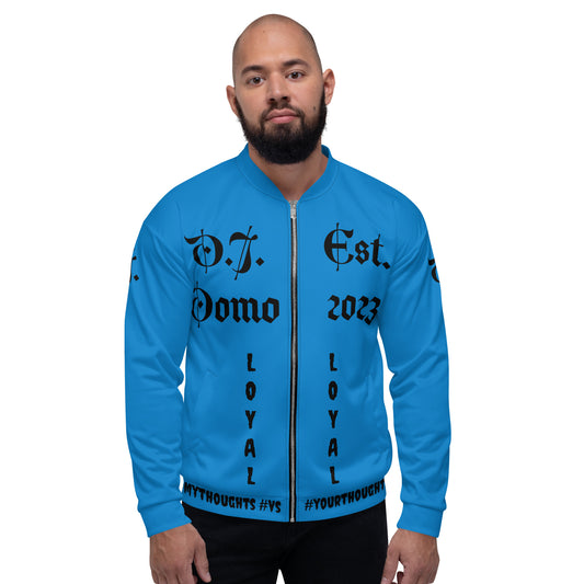 D.J. Domo "LOYAL" Unisex Bomber Jacket Light Blue/Black