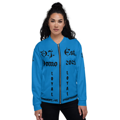 D.J. Domo "LOYAL" Unisex Bomber Jacket Light Blue/Black