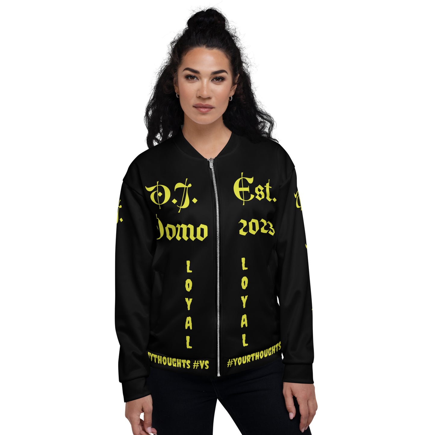 D.J. Domo "LOYAL" Unisex Bomber Jacket Black/Gold