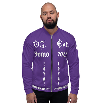 D.J. Domo "LOYAL" Unisex Bomber Jacket Purple/White