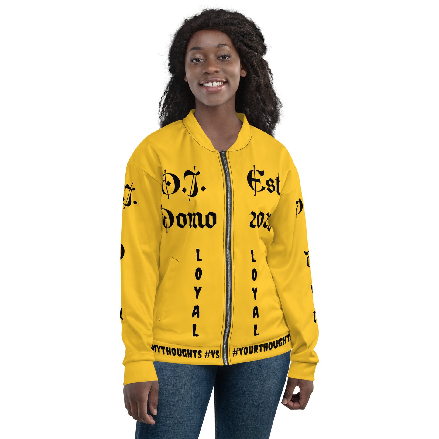 D.J. Domo "LOYAL" Unisex Bomber Jacket Gold/Black