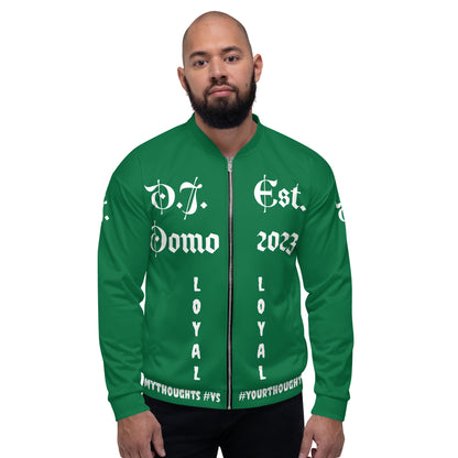 D.J. Domo "LOYAL" Unisex Bomber Jacket Green/White