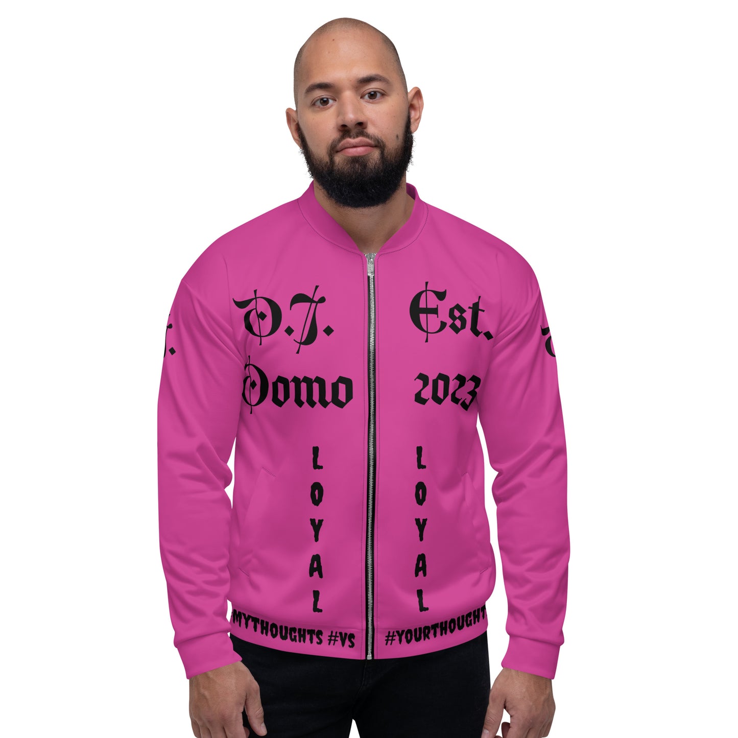 D.J. Domo "LOYAL" Unisex Bomber Jacket Pink/Black