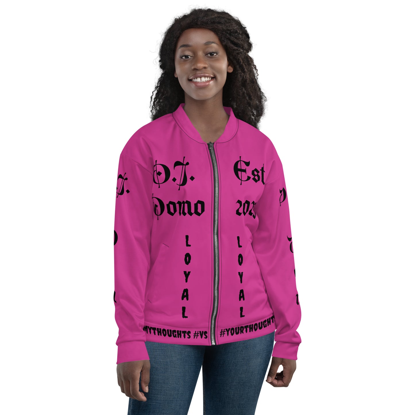 D.J. Domo "LOYAL" Unisex Bomber Jacket Pink/Black