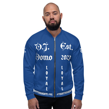 D.J. Domo "LOYAL" Unisex Bomber Jacket Dark Blue/White