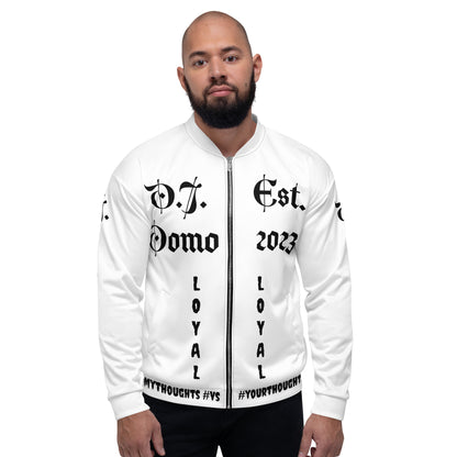 D.J. Domo "LOYAL" Unisex Bomber Jacket White/Black