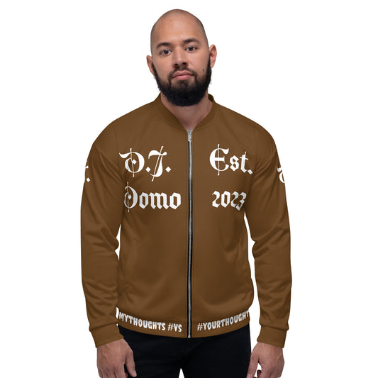 D.J. Domo "What is a Friend?" Unisex Bomber Jacket Brown/White