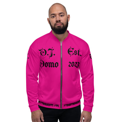 D.J. Domo "What is a Friend?" Unisex Bomber Jacket Pink/Black