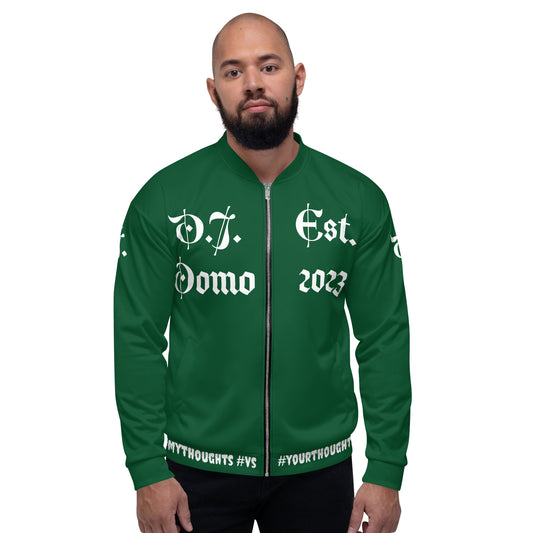 D.J. Domo "What is a Friend?" Unisex Bomber Jacket Green/White