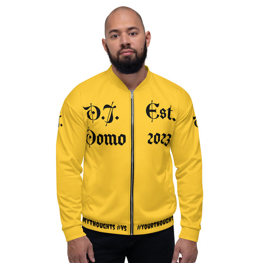 D.J. Domo "What is a Friend?" Unisex Bomber Jacket Gold/Black