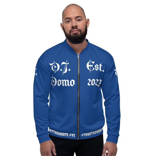 D.J. Domo "What is a Friend?" Unisex Bomber Jacket Dark Blue/White